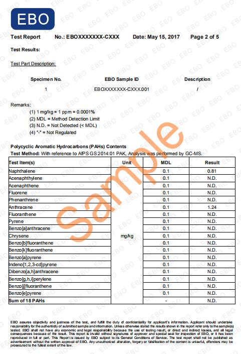 PAHs测试报告样本
